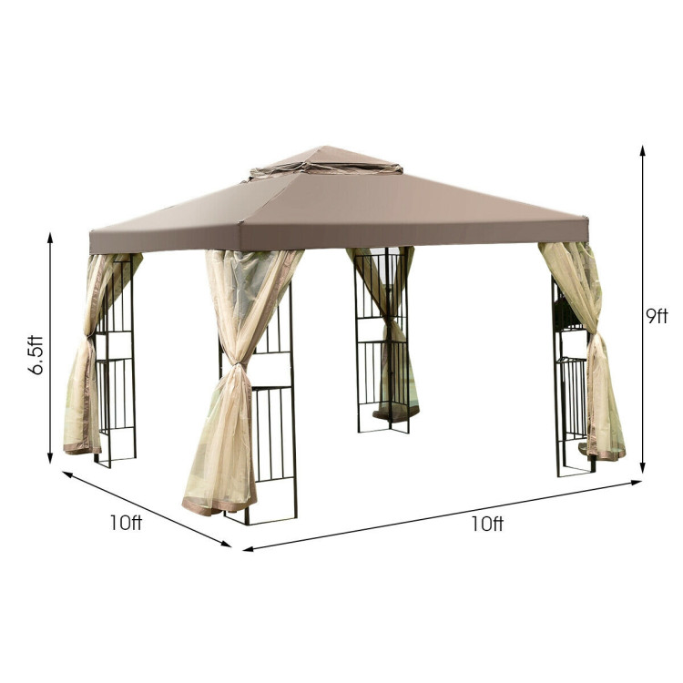 10 Feet x 10 Feet Awning Patio Screw-free Structure Canopy TentCostway Gallery View 4 of 10