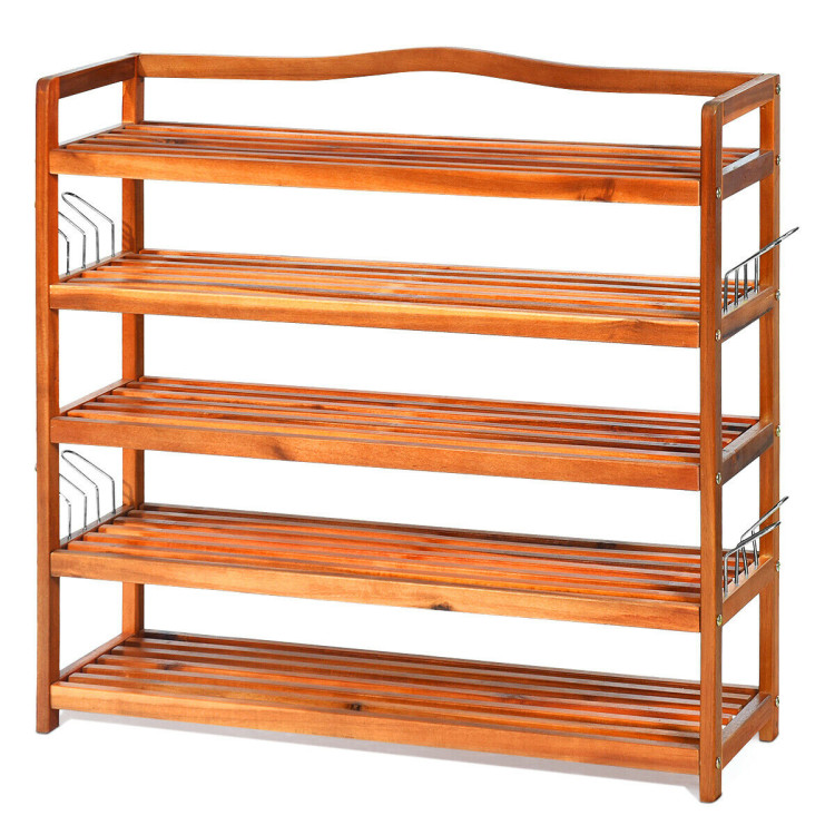 5-Tier Wood Large Shoe Rack Holds up 12-18 PairsCostway Gallery View 1 of 3