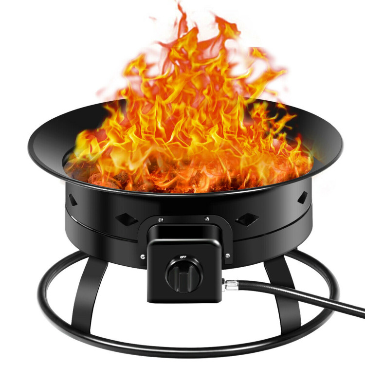 58,000BTU Firebowl Outdoor Portable Propane Gas Fire Pit with Cover and Carry KitCostway Gallery View 4 of 13
