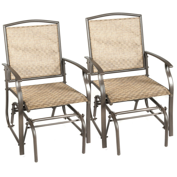 2 Pieces Patio Swing Single Glider Chair Rocking SeatingCostway Gallery View 1 of 13