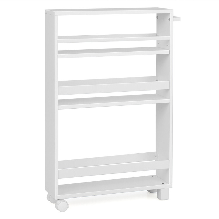 4-Tier Slim Storage Kitchen Cart with Adjustable Shelves-WhiteCostway Gallery View 1 of 10