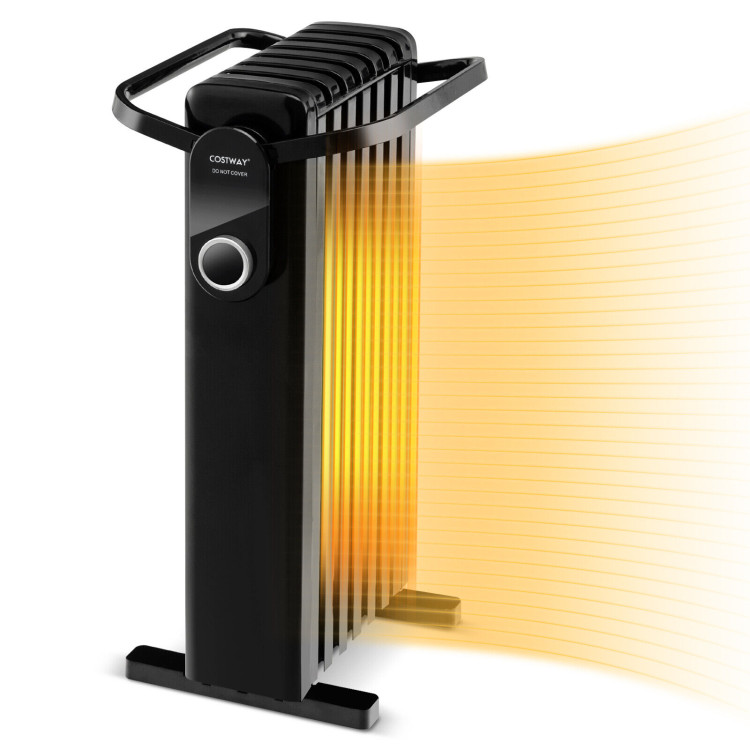 1500W Electric Space Heater Oil Filled Radiator Heater with Foldable Rack-BlackCostway Gallery View 7 of 10