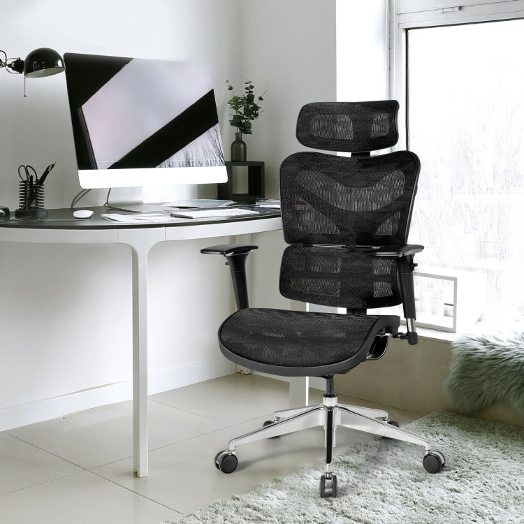 Ergonomic Mesh Adjustable High Back Office Chair with Lumbar Support-BlackCostway Gallery View 2 of 12