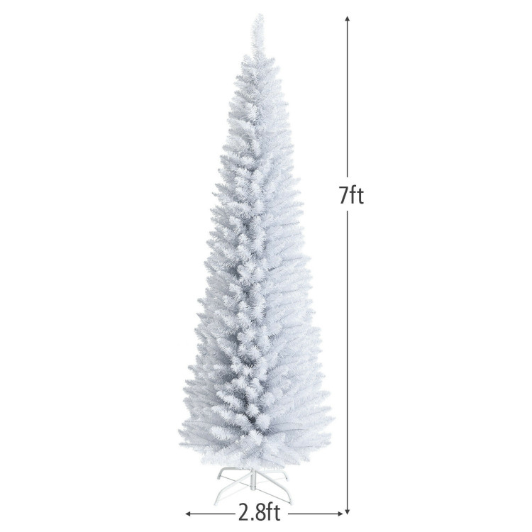 7 Feet Unlit Artificial Slim Christmas Pencil Tree with Metal StandCostway Gallery View 4 of 11
