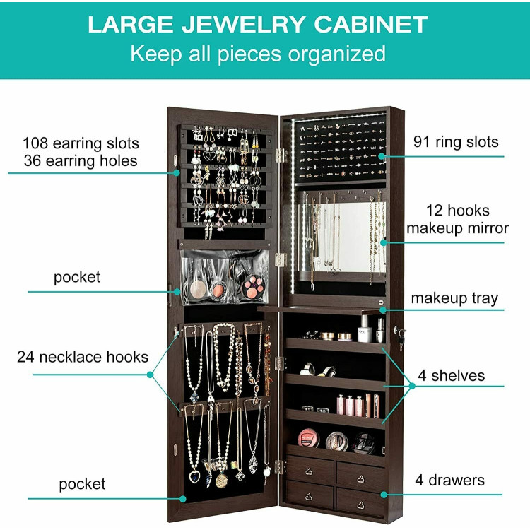 Multipurpose Storage Cabinet with 4 Drawers-BrownCostway Gallery View 5 of 12
