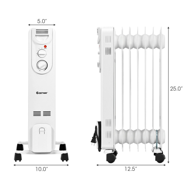 1500W Electric Space Heater with 3 Heat Settings and Safe ProtectionCostway Gallery View 5 of 11
