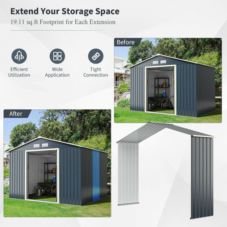Outdoor Storage Shed Extension Kit-GrayCostway Gallery View 5 of 5