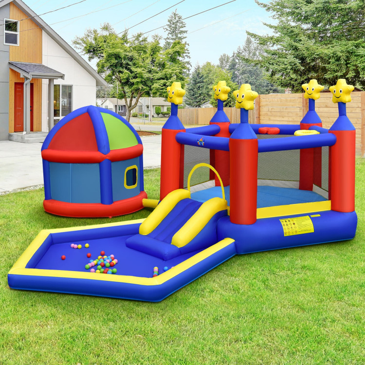 Kids Inflatable Bouncy Castle with Slide Large Jumping Area Playhouse and 735W BlowerCostway Gallery View 2 of 10