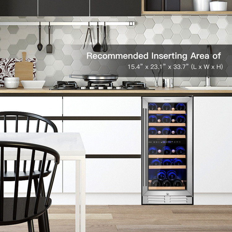30-Bottle Freestanding Wine Cooler with Temp Memory and Dual Zones -SilverCostway Gallery View 6 of 11