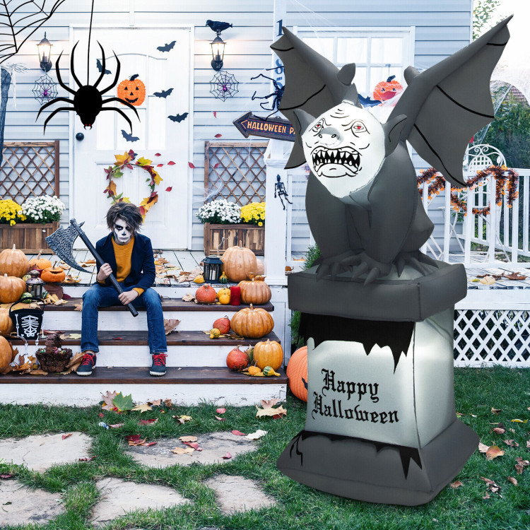 8.2 Feet Halloween Inflatable Gravestone with Gargoyle Yard Decoration and LED LightsCostway Gallery View 2 of 9