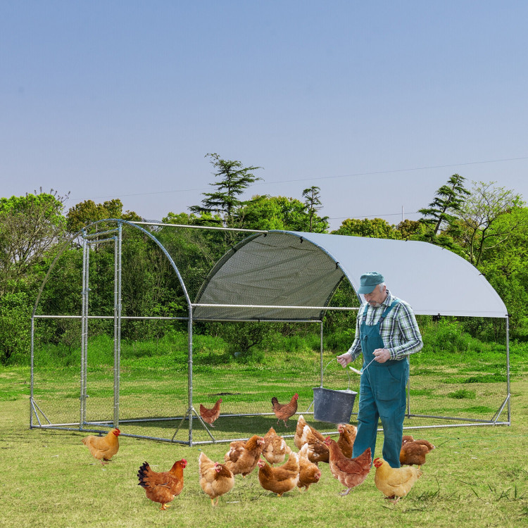 6.2 Feet/12.5 Feet/19 FeetLarge Metal Chicken Coop Outdoor Galvanized Dome Cage with Cover-MCostway Gallery View 2 of 10