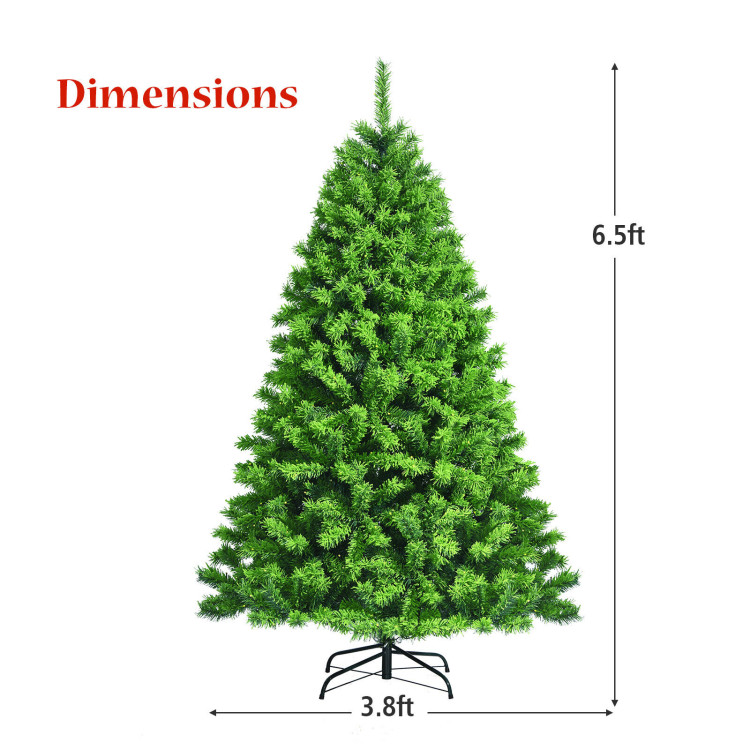 6.5 Feet Pre-Lit Hinged Christmas Tree Green Flocked with 924 Tips and 370 LED LightsCostway Gallery View 4 of 12
