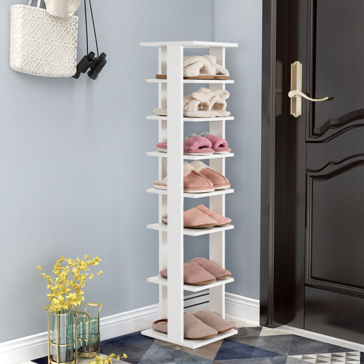 JEROAL Wooden Shoes Rack, 7 Tiers Entryway Vertical Narrow Tall Shoe Rack  for Small Spaces, Stylish Shoe Tower Storage Organizer for Front Door