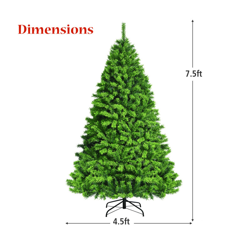 7.5 Feet Pre-Lit Hinged Christmas Tree Green Flocked with 1404 Tips and 530 LED LightsCostway Gallery View 4 of 12