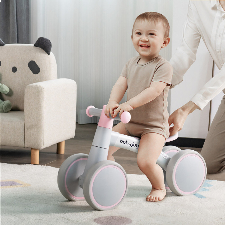 Baby Balance Bikes with 4 Wheels for 12-36 Months Toddler Mini Bike-PinkCostway Gallery View 2 of 11