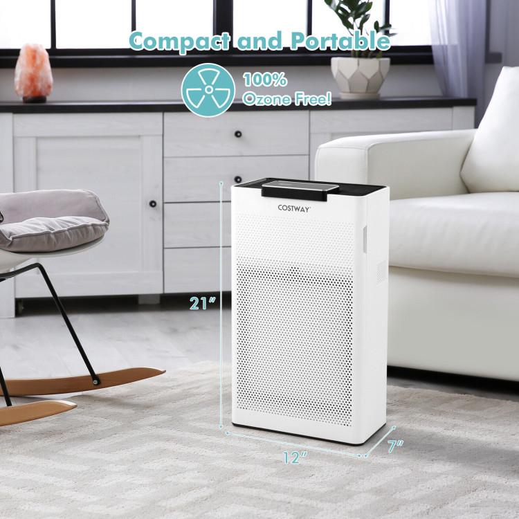 Ozone Free Air Purifier with H13 True HEPA Filter Air Cleaner up to 1200 Sq. Ft-WhiteCostway Gallery View 4 of 10