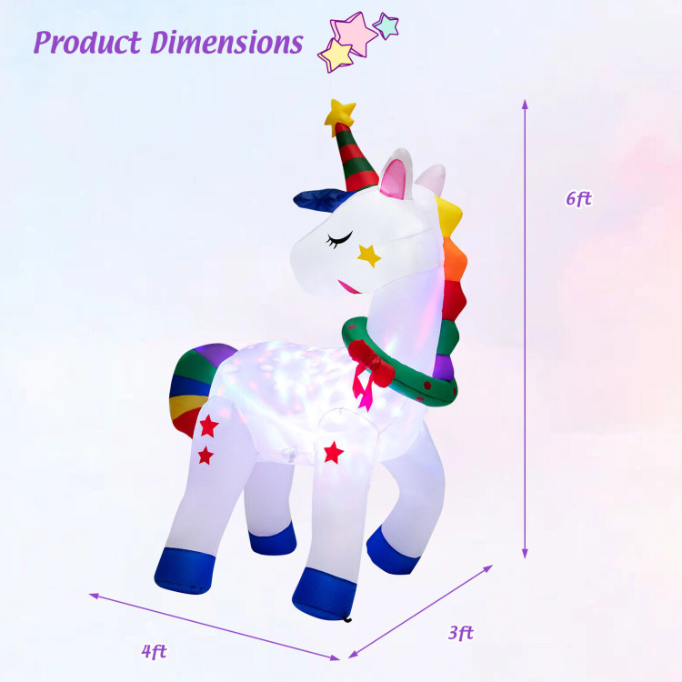 6 Feet Inflatable Unicorn Decoration with RainbowCostway Gallery View 4 of 10