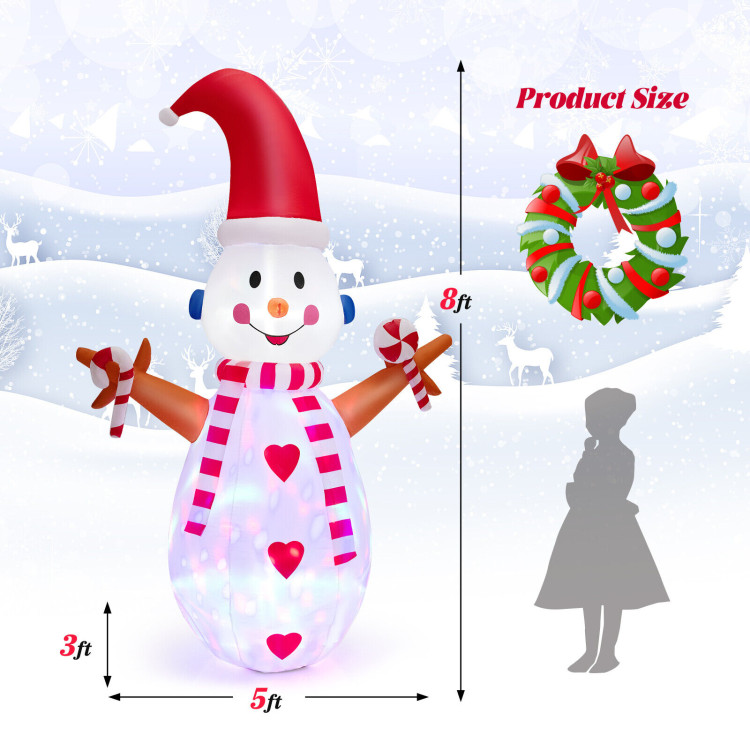 8 Feet Christmas Snowman Decoration Inflatable Xmas DecorCostway Gallery View 4 of 10