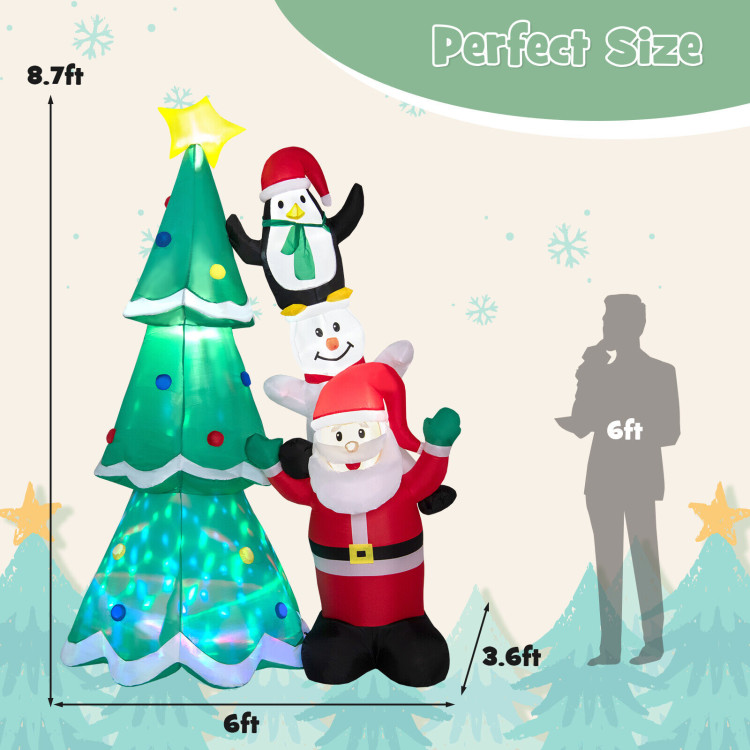 8.7 Feet Inflatable Christmas Tree with Santa Claus and Snowman and Penguin Blow-upCostway Gallery View 4 of 10