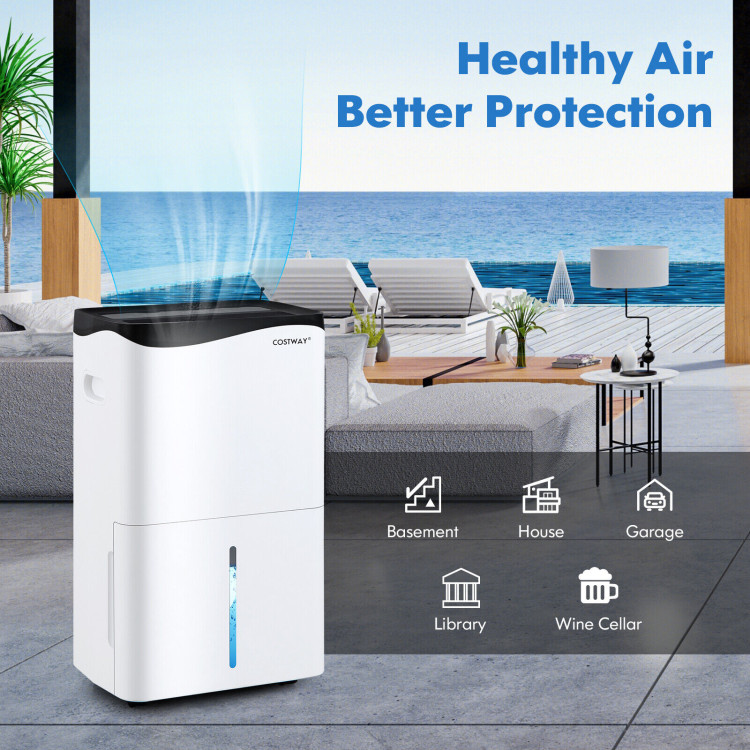 100-Pint Dehumidifier with Smart App and Alexa Control for Home and Basements-WhiteCostway Gallery View 6 of 10