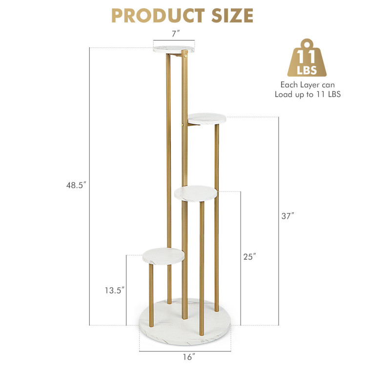 4-Tier 48.5 Inch Metal Plant Stand-WhiteCostway Gallery View 5 of 11