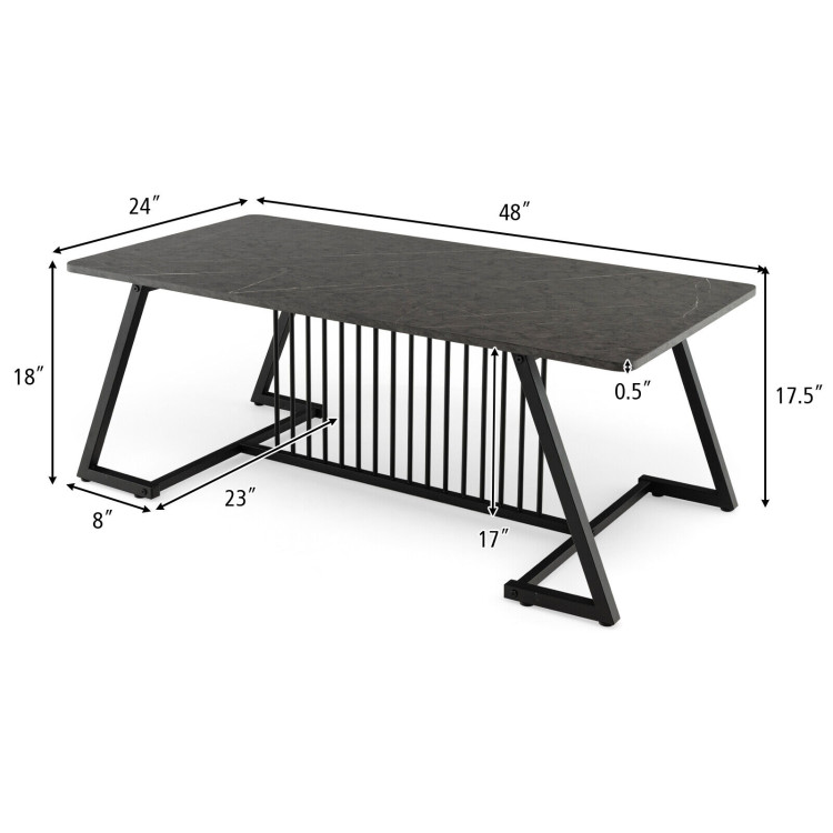 48 Inch Modern Style Coffee Table with Spacious Tabletop for Living Room-BlackCostway Gallery View 4 of 10