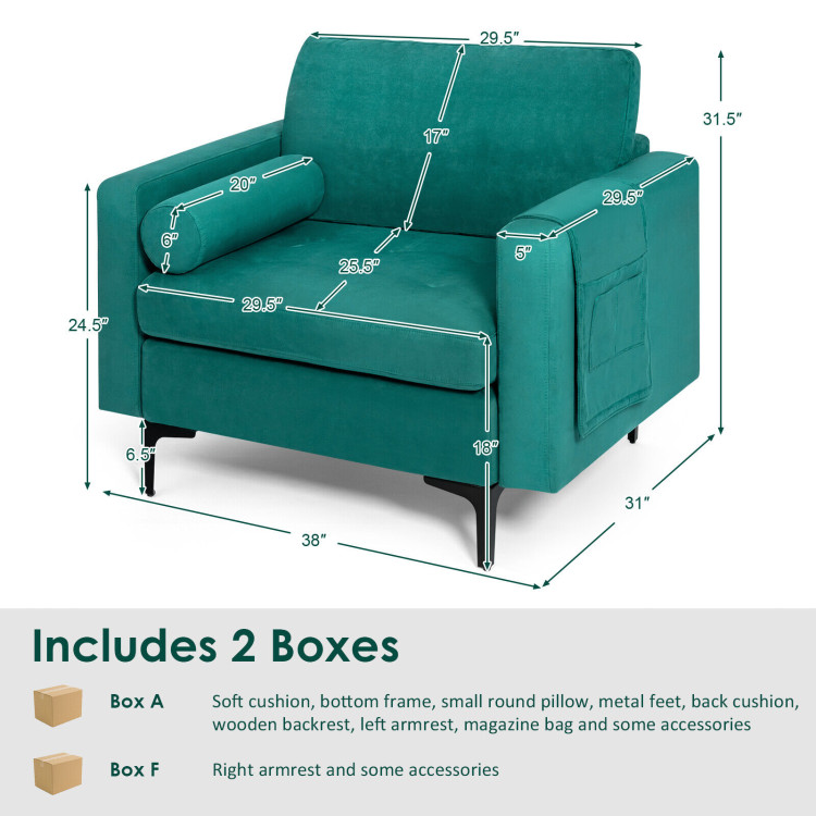 Modular 1/2/3/4-Seat L-Shaped Sectional Sofa Couch with Socket USB Port-1-SeatCostway Gallery View 4 of 10