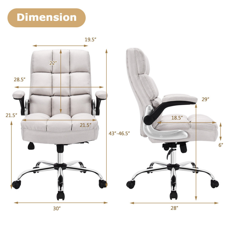 Adjustable Swivel Office Chair with High Back and Flip-up Arm for Home and Office-BeigeCostway Gallery View 4 of 13