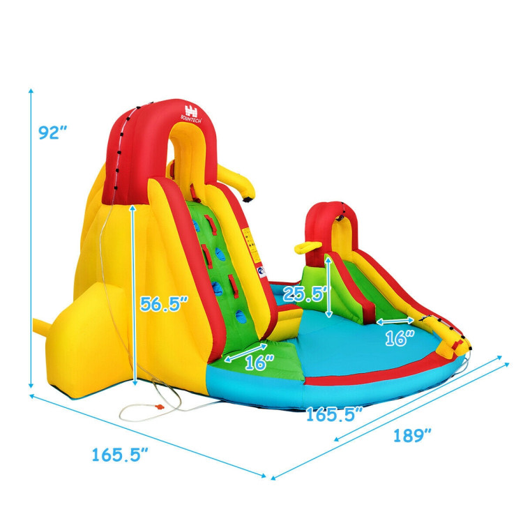 Kid's Inflatable Water Slide Bounce House with Climbing Wall and Pool Without BlowerCostway Gallery View 4 of 13