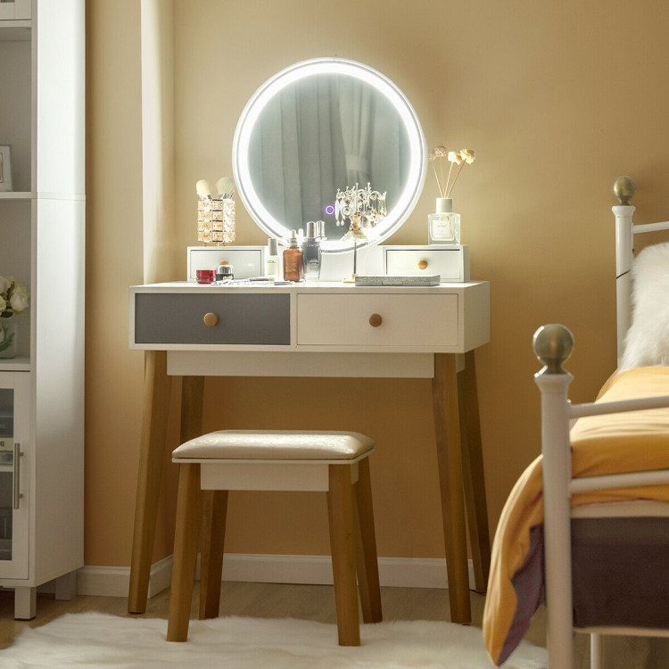 Makeup Dressing Table with 4 Drawers and Lighted MirrorCostway Gallery View 1 of 11