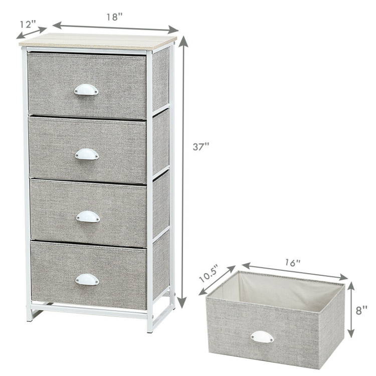Chest Storage Tower Side Table Display Storage with 4 Drawers-GrayCostway Gallery View 13 of 13