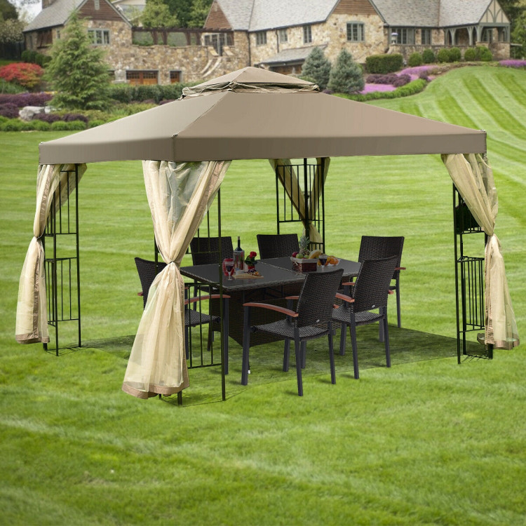 10 Feet x 10 Feet Awning Patio Screw-free Structure Canopy TentCostway Gallery View 1 of 10