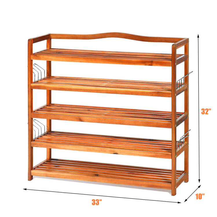 5-Tier Wood Large Shoe Rack Holds up 12-18 PairsCostway Gallery View 3 of 3