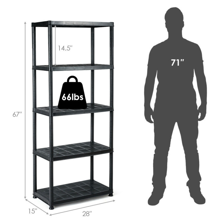 5-Tier Storage Shelving Freestanding Heavy Duty Rack in Small Space or Room CornerCostway Gallery View 6 of 6