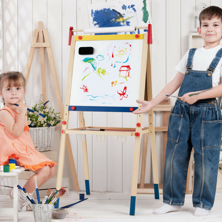 All-in-One Wooden Height Adjustable Kid's Art EaselCostway Gallery View 6 of 12