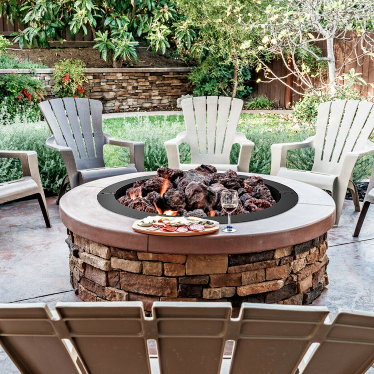 36 inch Round Steel Fire Pit Ring Line for Outdoor BackyardCostway Gallery View 7 of 10