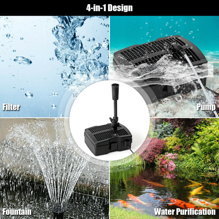 All-in-One 660 GPH Pond Filter Pump with Sterilizer and Fountain JetCostway Gallery View 5 of 11