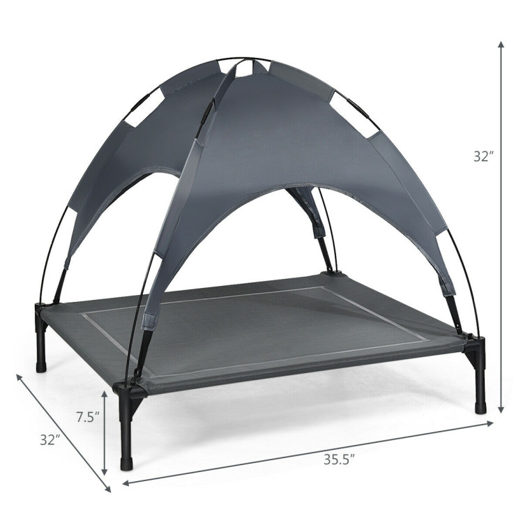 Portable Elevated Outdoor Pet Bed with Removable Canopy Shade-36 InchCostway Gallery View 4 of 12