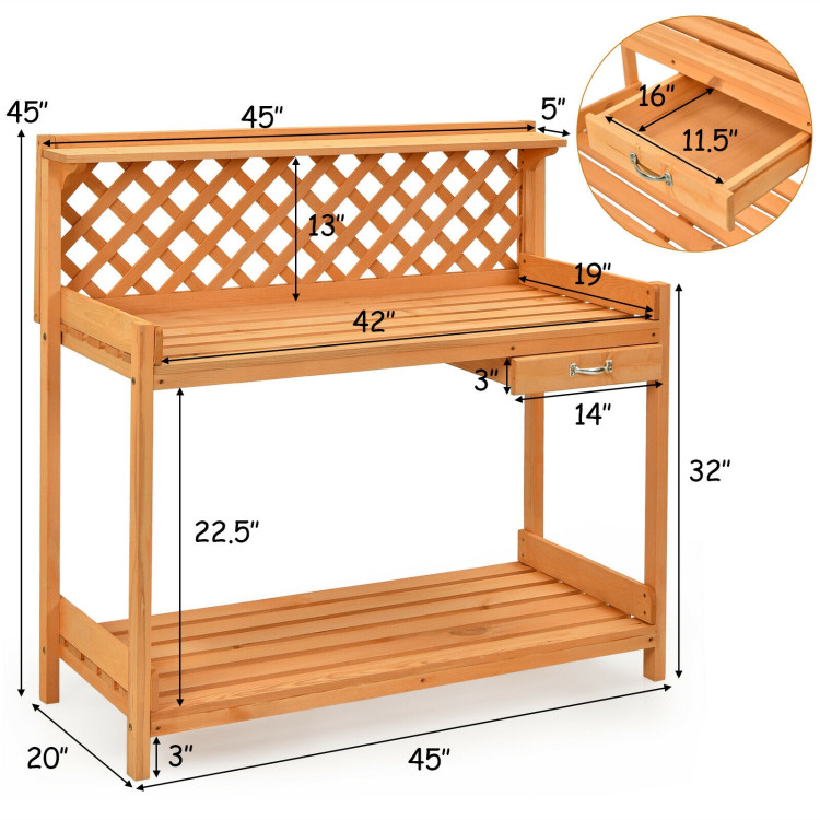 Garden Wood Work Potting Bench Station with HookCostway Gallery View 5 of 12