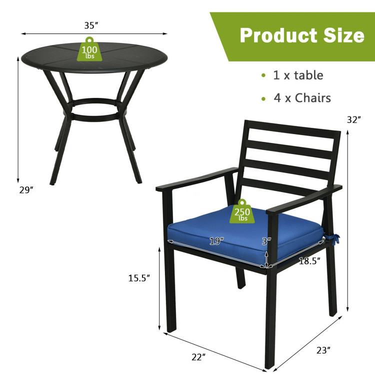 5 Pieces Outdoor Patio Dining Chair Table Set with CushionsCostway Gallery View 4 of 13