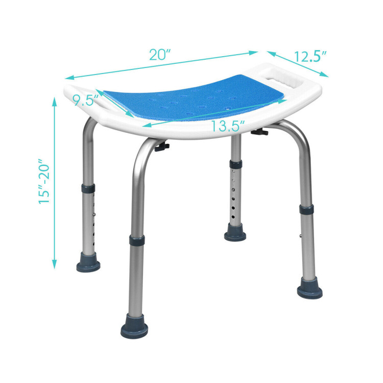 Shower Stool 6 Adjustable Heights Non-Slip Padded Blue SeatCostway Gallery View 4 of 11