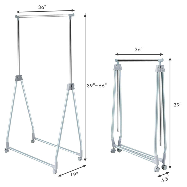Extendable Foldable Heavy Duty Clothing Rack with Hanging RodCostway Gallery View 4 of 11