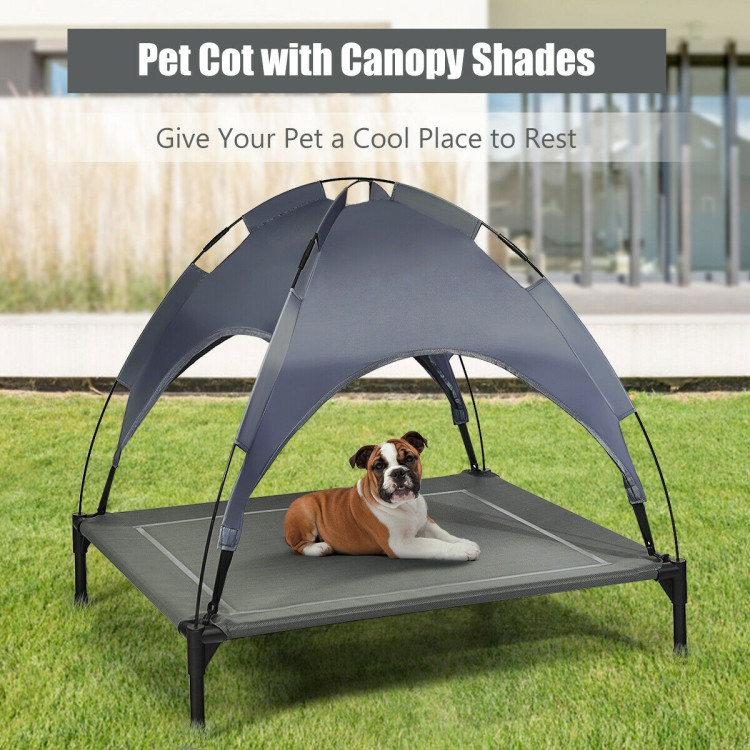 Portable Elevated Outdoor Pet Bed with Removable Canopy Shade-36 InchCostway Gallery View 7 of 12