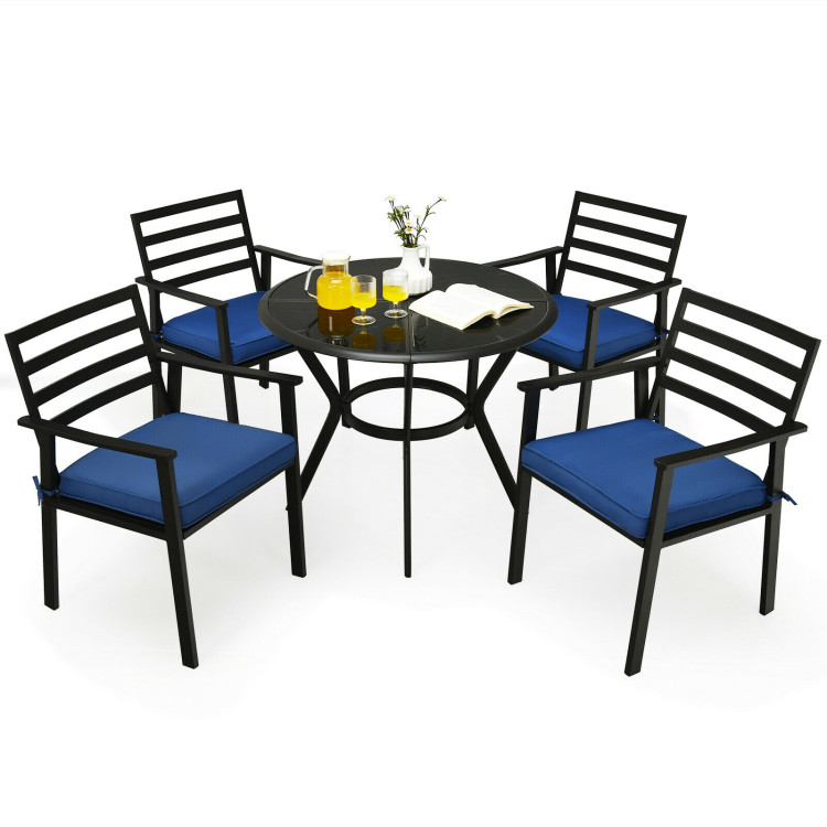 5 Pieces Outdoor Patio Dining Chair Table Set with CushionsCostway Gallery View 10 of 13