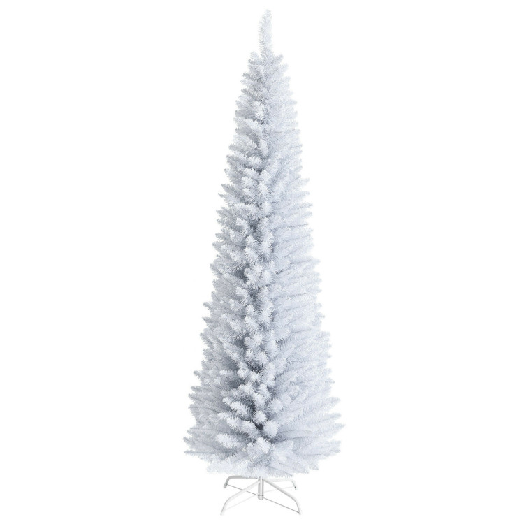 7 Feet Unlit Artificial Slim Christmas Pencil Tree with Metal StandCostway Gallery View 3 of 11