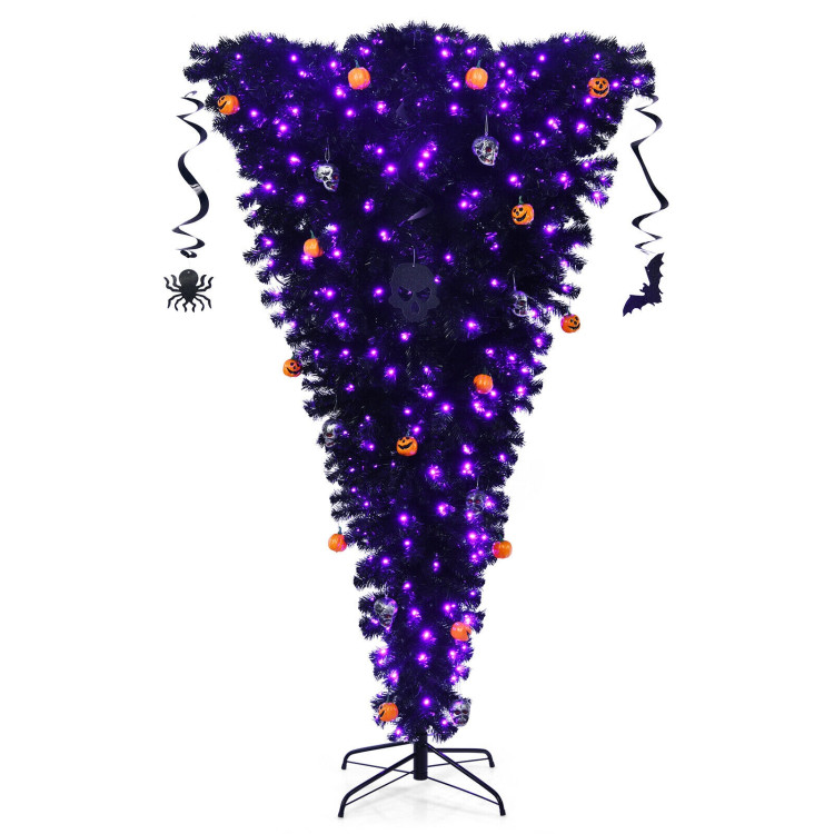 Upside Down 7 Feet Halloween Tree with 400 Purple LED LightsCostway Gallery View 1 of 12