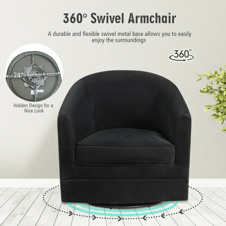 Assembly Accent Chair with 360-Degree Swivel Metal Base for Living RoomCostway Gallery View 7 of 10
