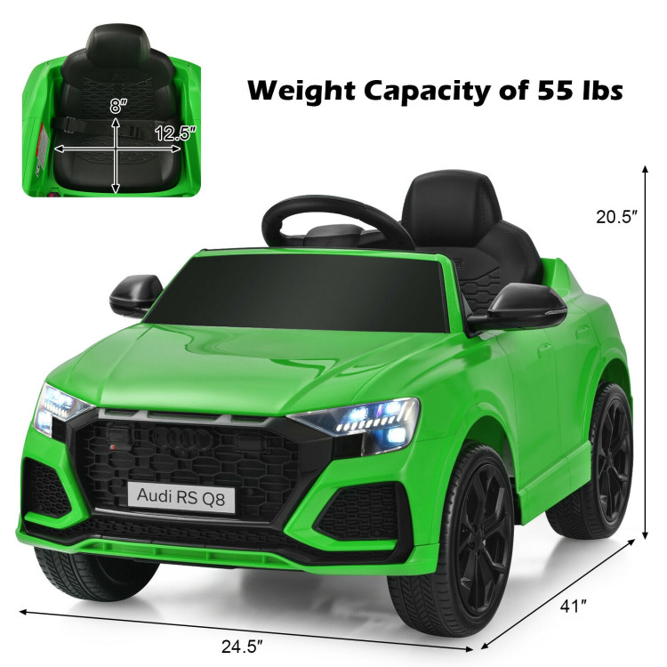 12 V Licensed Audi Q8 Kids Cars to Drive with Remote Control-GreenCostway Gallery View 4 of 12