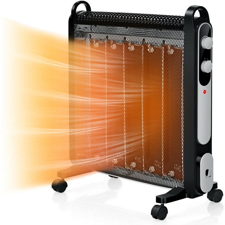 Electric Mica Space Portable Heater with Adjustable Thermostat-BlackCostway Gallery View 4 of 11