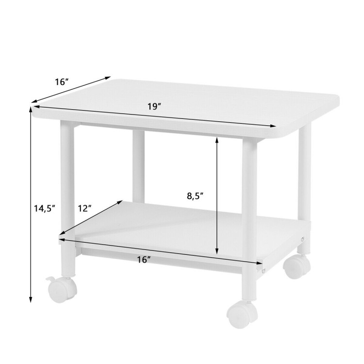 Under Desk Printer Stand with 360° Swivel Casters-WhiteCostway Gallery View 4 of 9